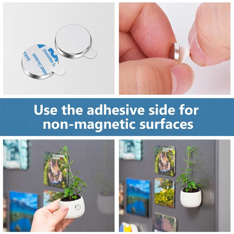 Runde Magnete mit Klebstoffrückseite 13x2mm Superstark Neodym-Scheibenmagnete mit Doppelseitigem Klebeband Kühlschrankmagnet – Detail 5