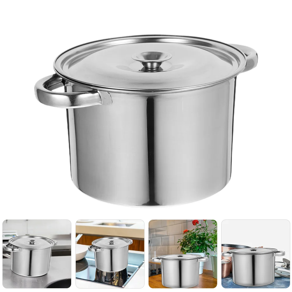 

Thickened Soup Pot Induction Stockpot Cooking Sauce With Cover Stainless Steel Household Large Bucket