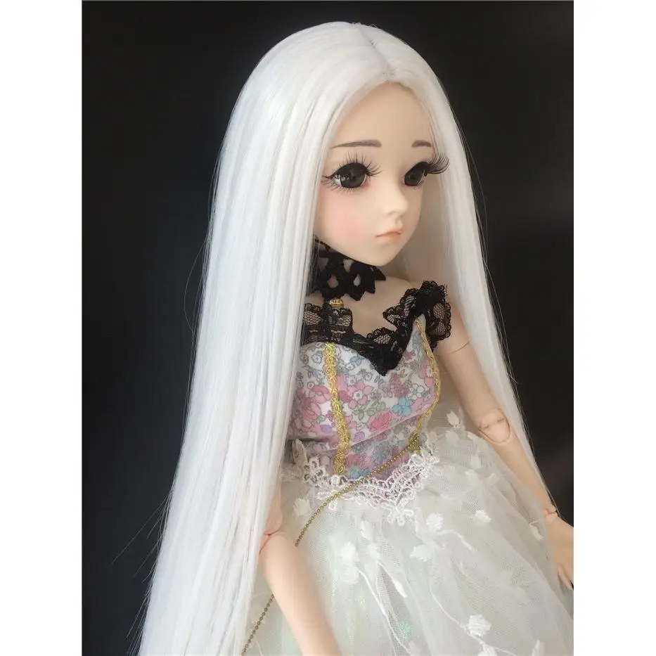 Parrucca da bambola per 1/3 1/4 1/6 1/8 bambola Bjd femmina o maschile divisa media capelli lunghi lisci accessori per bambole in stile anticono bambola