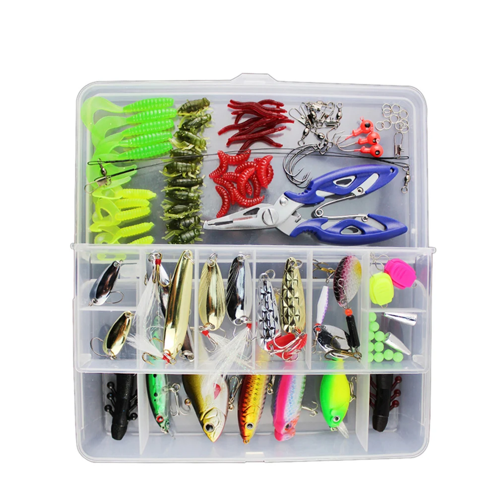 

New Product 439pcs Mixed Soft Lure Combo Jig Head Hook Fishing Trolling Lure Hard Set Fishing Lures Set Box