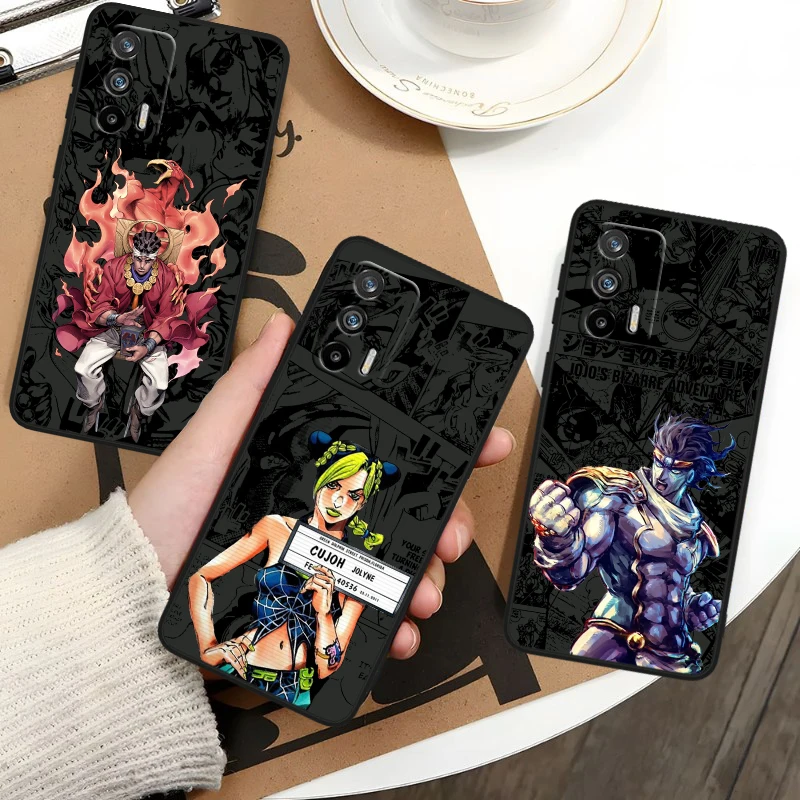 JoJo Bizarre Adventure Anime For OPPO Realme GT3 2 C55 C33 C35 C30S C31 X3 X2 Q5i Q3S C21Y Pro Black Silicone Phone Case