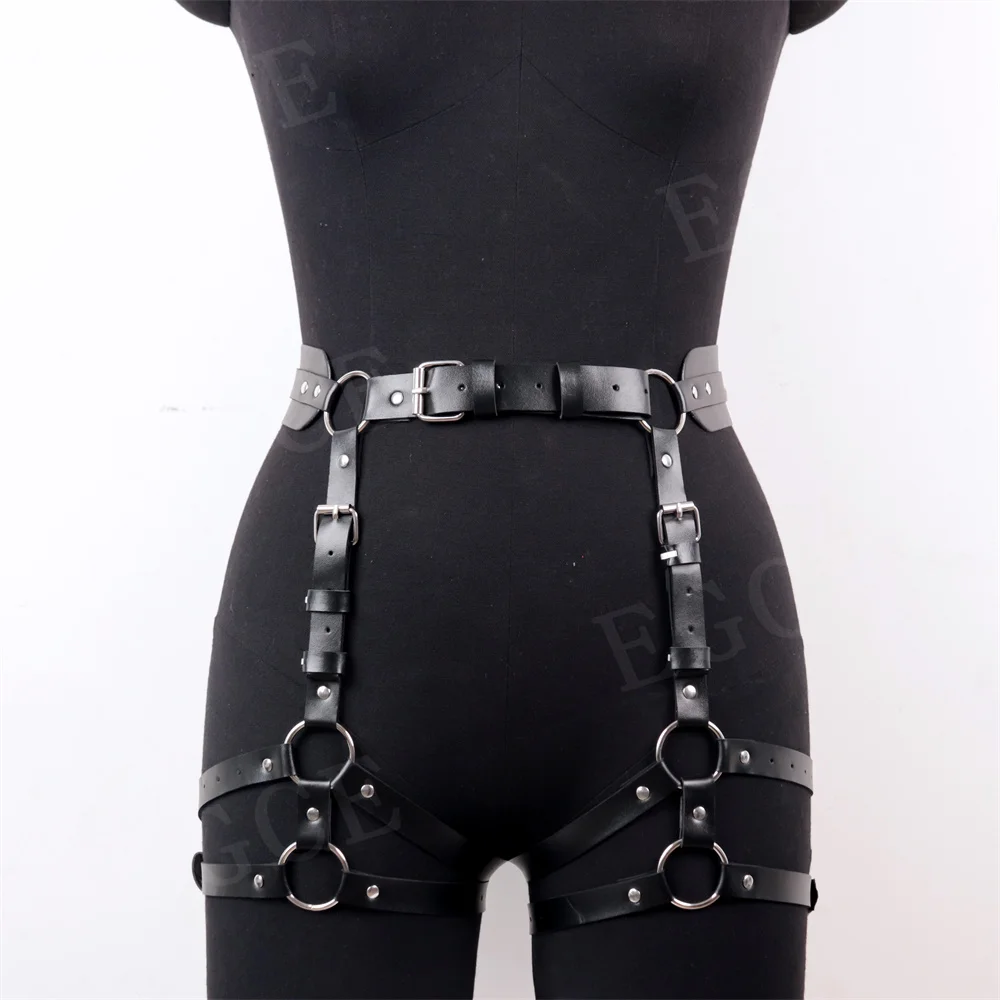 Woman Harness Belt Garters Sexy Thigh Sword Belt PU Leather Body Bondage Bdsm Gothic Leg Strap Rave Festival Clothes Accessories