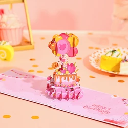 Birthday Card 3D Cake Greeting Card DIY Pop-up Postcard Creative Birthday Celebration Gifts Greeting Cards With Envelope