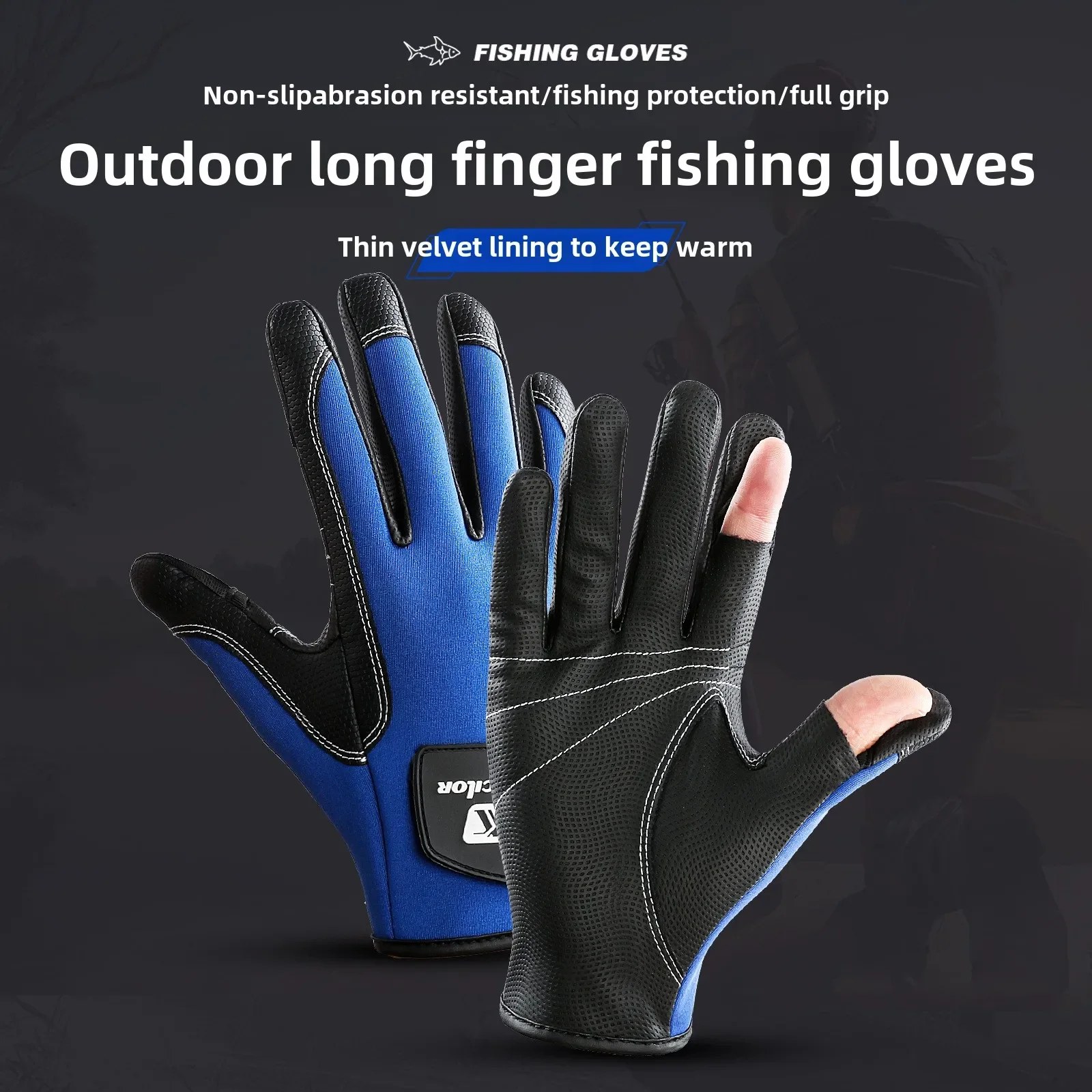 Fishing Gloves Outdoor Fishing Leakage 2 Finger PU Leather Anti-Slip Touch Screen Cut Resistant Fishing Gloves