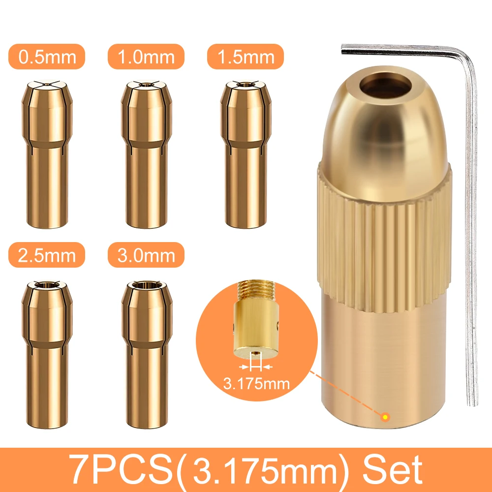 HAMPTON 7Pc Mini trapano pinza mandrino 0.5-3.0mm 2.35-3.175mm gambo ottone mandrino adattatore per Dremel utensile rotante accessorio utensile elettrico