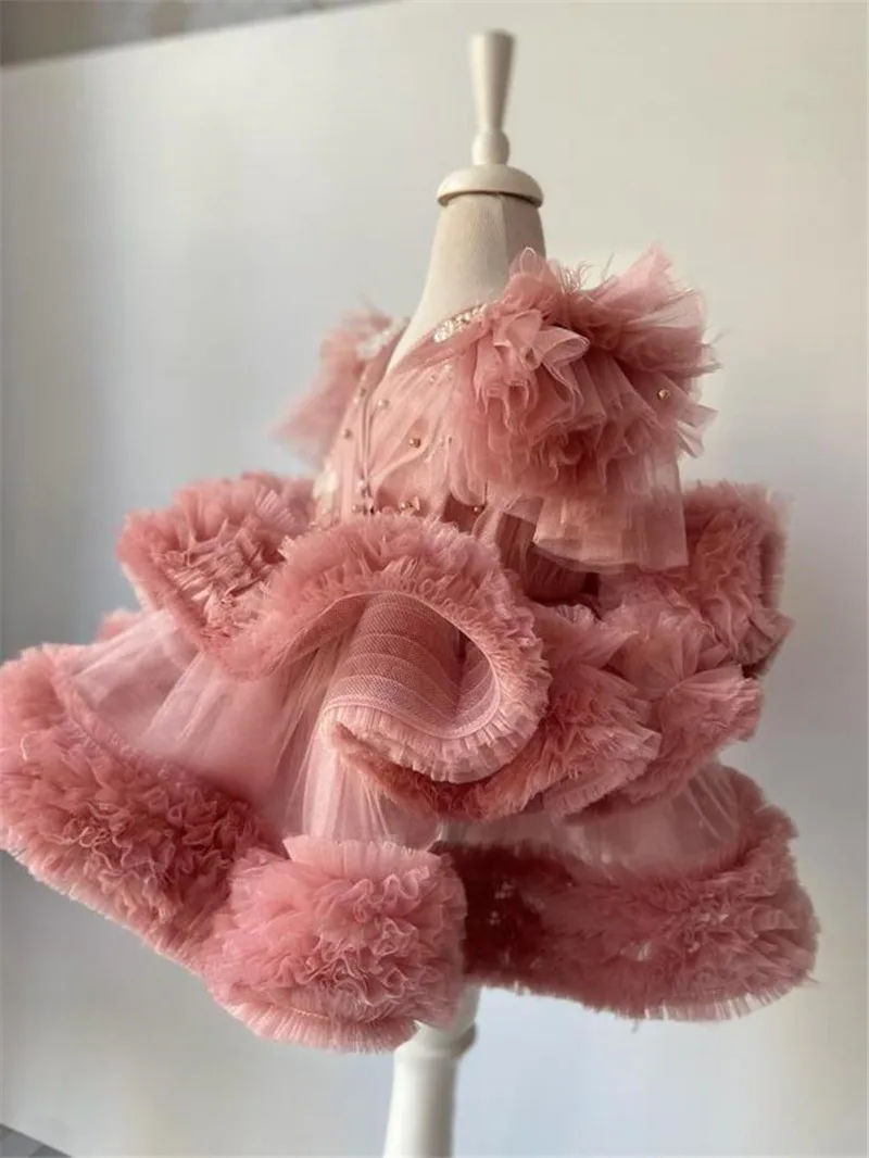 

Puffy Baby Girls Dresses Tiered Tutu Outfit Knee Length Flower Girl Dress Kid Birthday Prom Pageant Gown 12M 24M