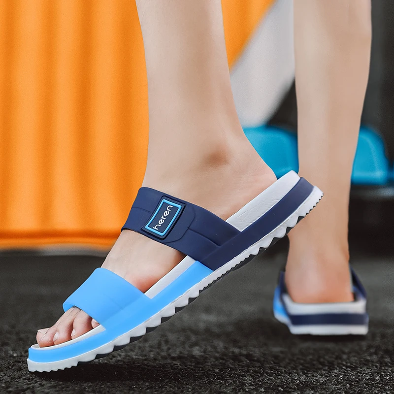 Men Fashion Soft Sole Eva Indoor Slides Thick Platform Bathroom Home Slippers Man Sandals 2023 Summer Non-Slip Flip Flops