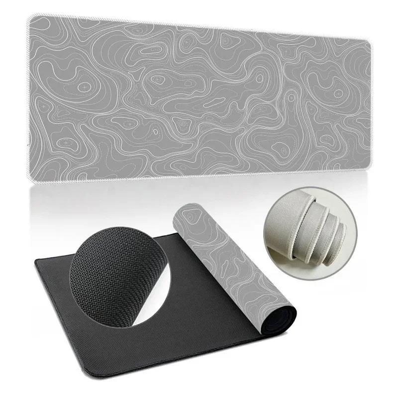 Lined fluid rubber mouse pad, thickened oversized office study desk pad, cross-border heat map game computer desk pad