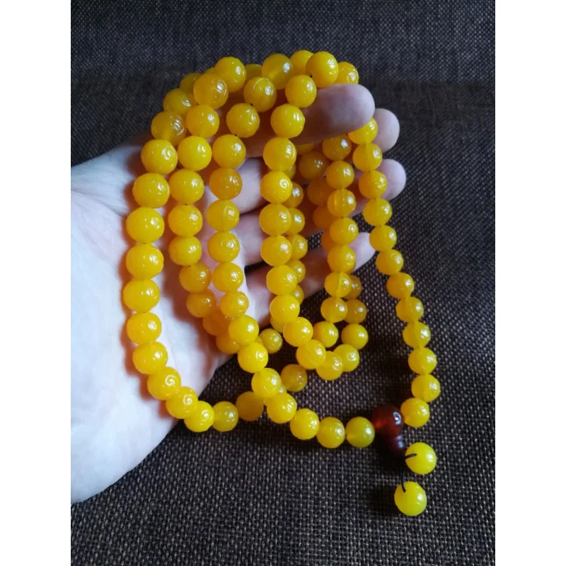 Wholesale Tibetan Yellow Agate Ruyi Beads 108 Buddha Beaded Necklace Bracelets Multi-Circle Agate Bracelet Necklace Ornament