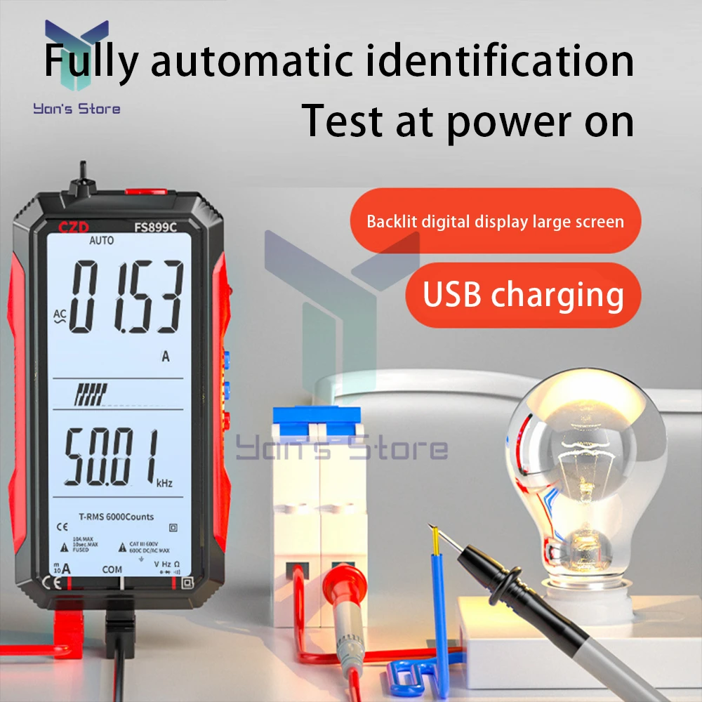 High Precision Digital Multimeter Smart Tester DC NCV Auto Range Transistor Temperature Voltage Professional Analog Multimetro