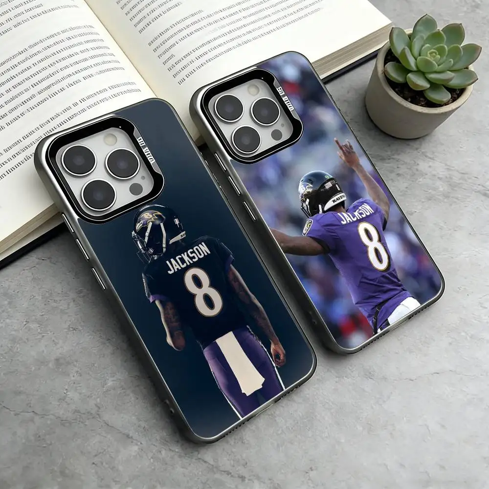 

L-Lamar Jackson Phone Case For iPhone 17,16,15,14,13,12,11 Plus,Pro Max,XS,Colorful Silver Phone case Funda Cover