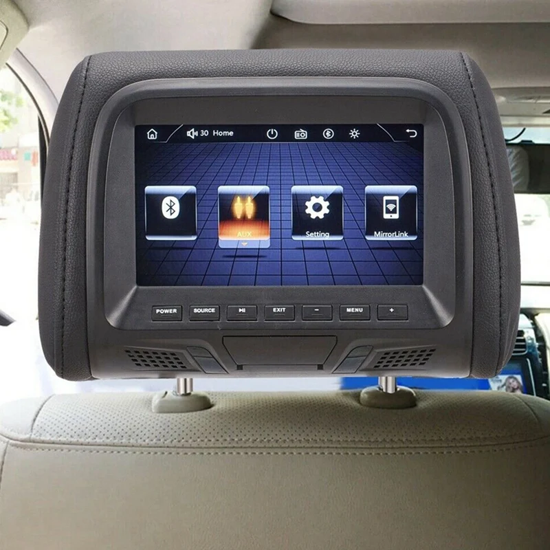 Universal 7Inches Car Headrest Monitor Screen Rear Seat Entertainment Multi-Media Player For AV USB SD MP4 MP5 FM Black