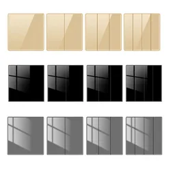 Ultra-Thin Wall Light Switch Home Hotel 1/2/3/4 Gang 2 Way Black Gold Tempered Glass Panel Push Button Switch Wall Switch