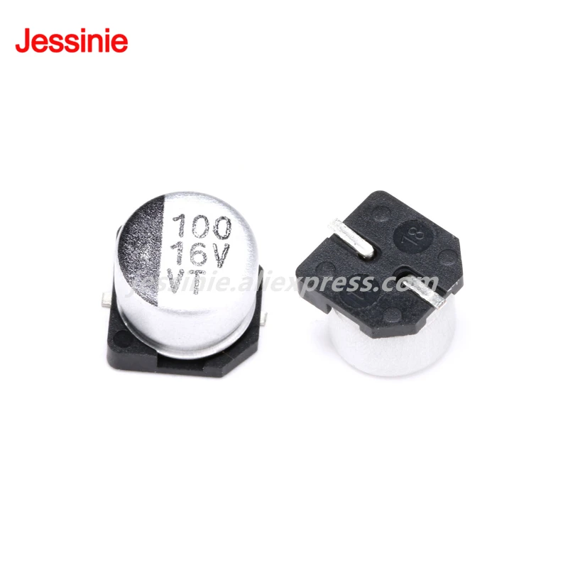 10ชิ้น/ล็อต100 UF 16 V SMD ตัวเก็บประจุอลูมิเนียมอิเล็กโทรลีติค16 V 100 UF 6.3*5.4มม.16 V 100 UF Capacitor Electrolytic