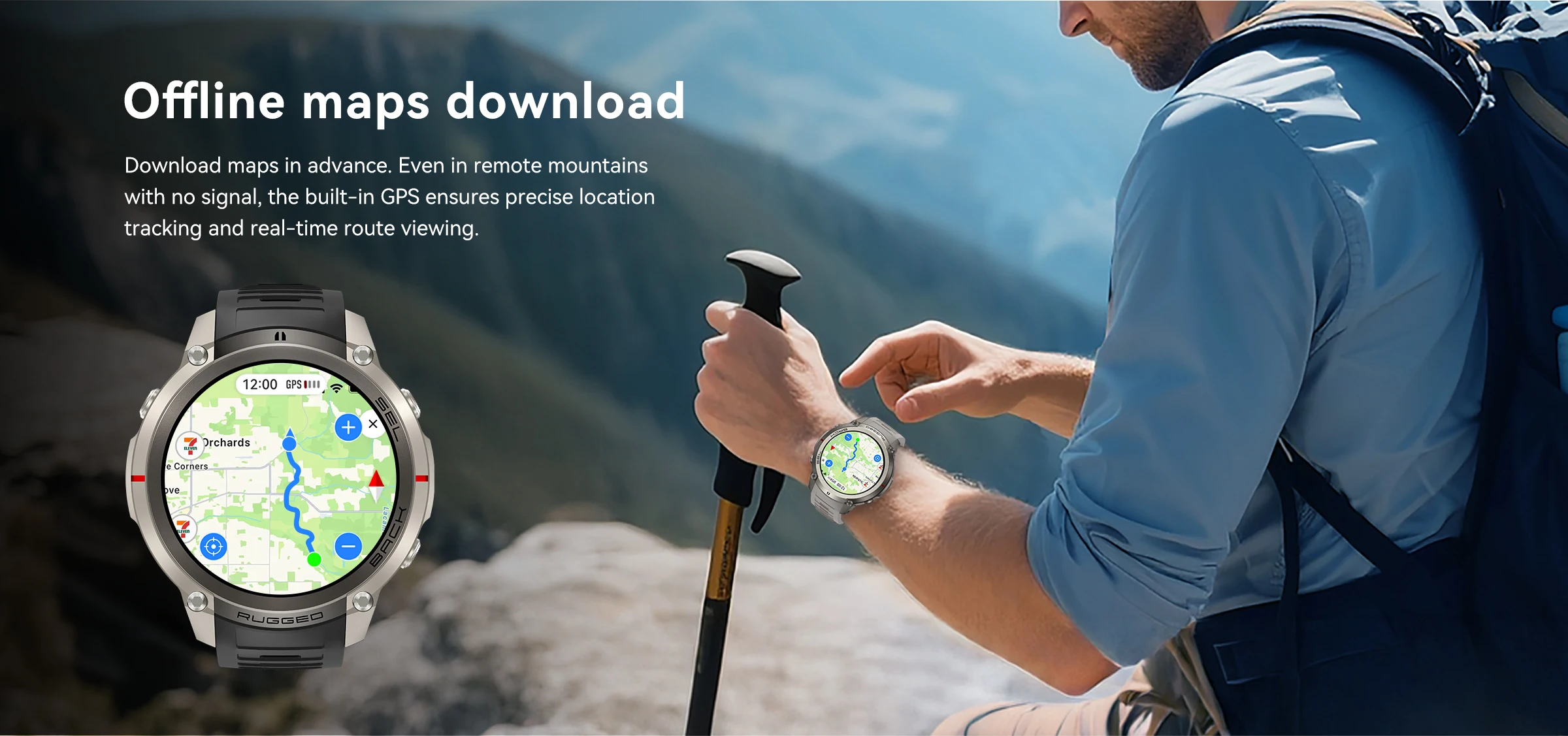 2026 Neue GPS-Technologie Offline-Karte 500mAh Akku Smartwatch GPS-Kompass Höhenmesser 5ATM Wasserdichte Sport-Smartwatches für Herren – Detail 7