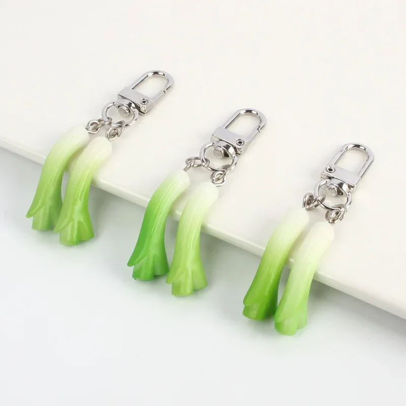 Simulated Scallion Keychain Creative Food Vegetable Photography Model Student Mobile Phone Bag Car Pendant Ornament Gift Trinket