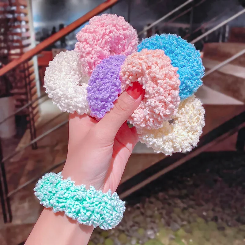 Women Plush Scrunchies Colorful Luminous Hairband Girls Ponytail Headwear Fashion Hair Accessories Elastic Hair Bands Tools