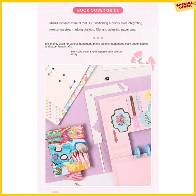 A25P 5-In-1 Book Cover Guide Stainless Steel Metal Bookbinding Cover Tool For Scribe Marking Album Notebook Gauge Ruler Durable