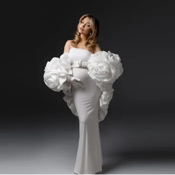 Il più nuovo vestito premaman lungo e stratchy da 2 pezzi incinta con abiti da donna Jacekt a fiori per servizi fotografici