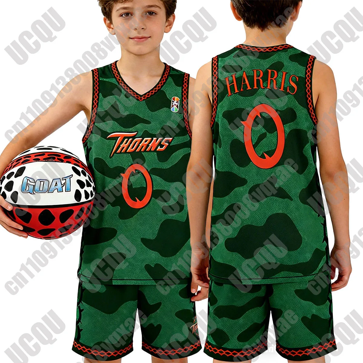 2026 Movie Goat Will Harris Vineland Thorns Basketball Jersey T-ShirtPants Set Cosplay Costume Team Uniform Outfit for Kids Wear