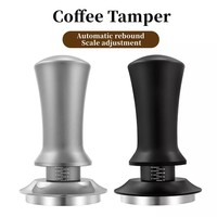 51/53/58mm Coffee Tamper Adjustable Depth with Scale 30lb Espresso Springs Calibrated Tamping Stainless Steel Flat Base