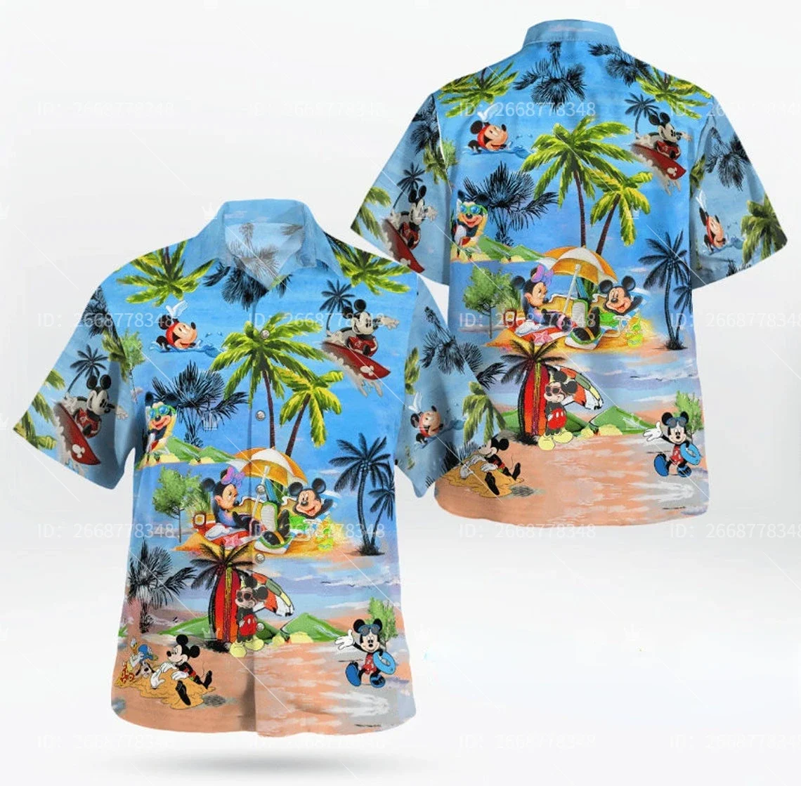 Chemise hawaïenne Disney tureMouse pour hommes, chemise de vacances décontractée, chemise à manches courtes, mode vintage, chemise hawaïenne Disney