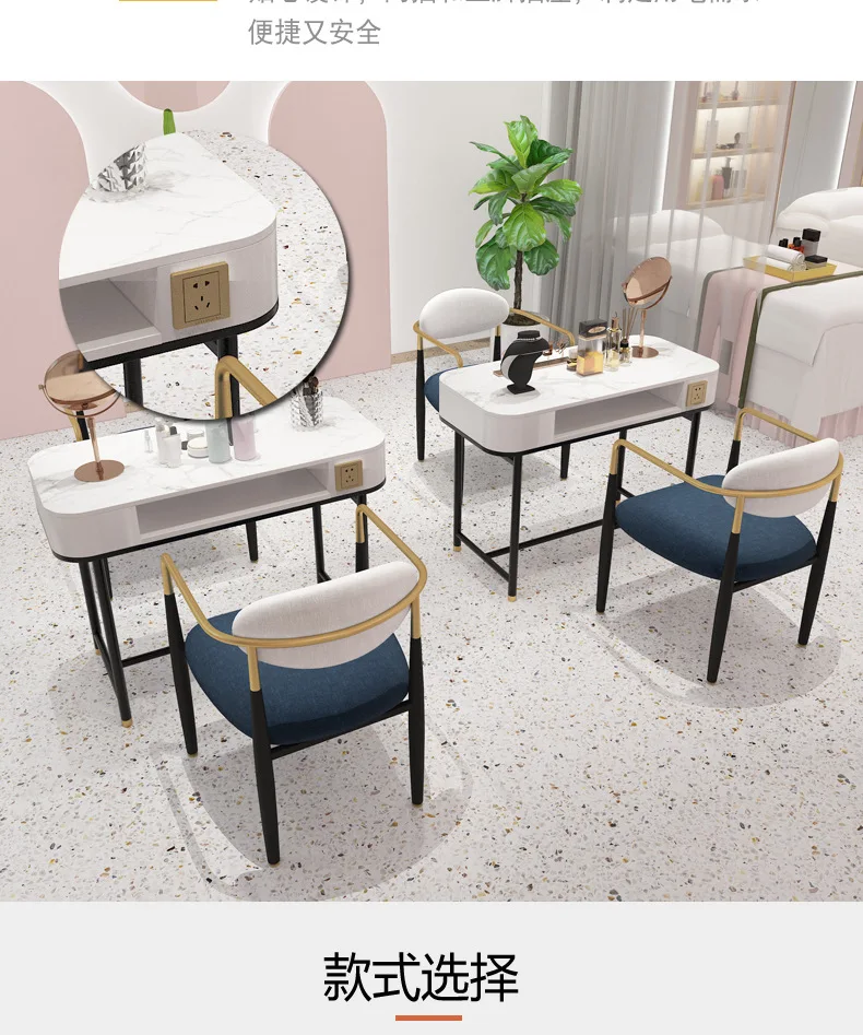 Fabryczna hurtownia Nail Tech Manicure Stół i zestaw krzeseł do salonu paznokci Meble i wyposażenie