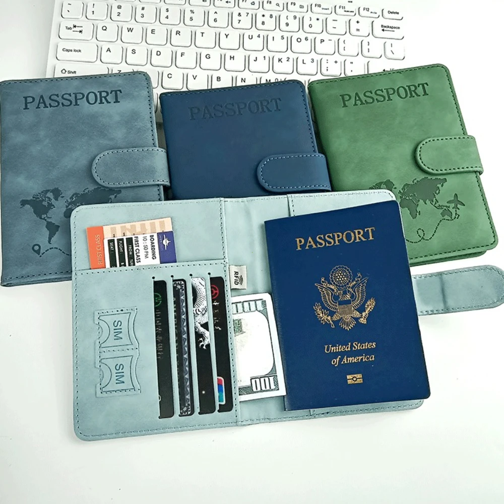 Porta pasaporte para artículos esenciales de viaje, funda tipo billetera para pasaporte, accesorios de viaje, porta libros para pasaporte para mujeres/hombres