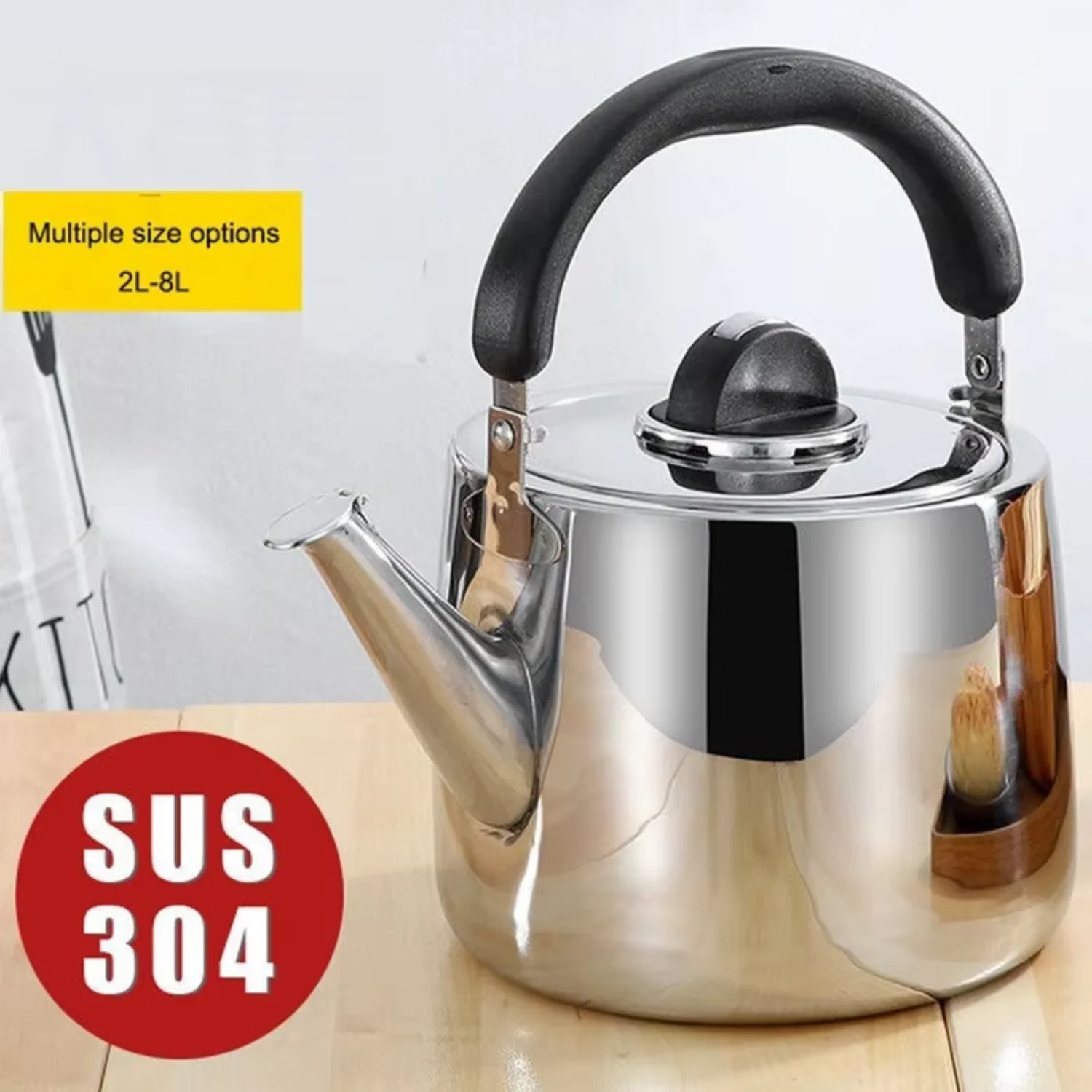 2L/3L/4L Thickened Whistle Kettle 304 Stainless Steel Rapid Heating Boiling Water Pot   Tea Kettle