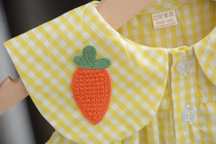Sommer Kleidung Sets Baby Mädchen Nette Obst Baumwolle Mädchen Plaid Süße Prinzessin 2 stücke Anzug kinder Kleidung Kinder Vestidos – Detail 8
