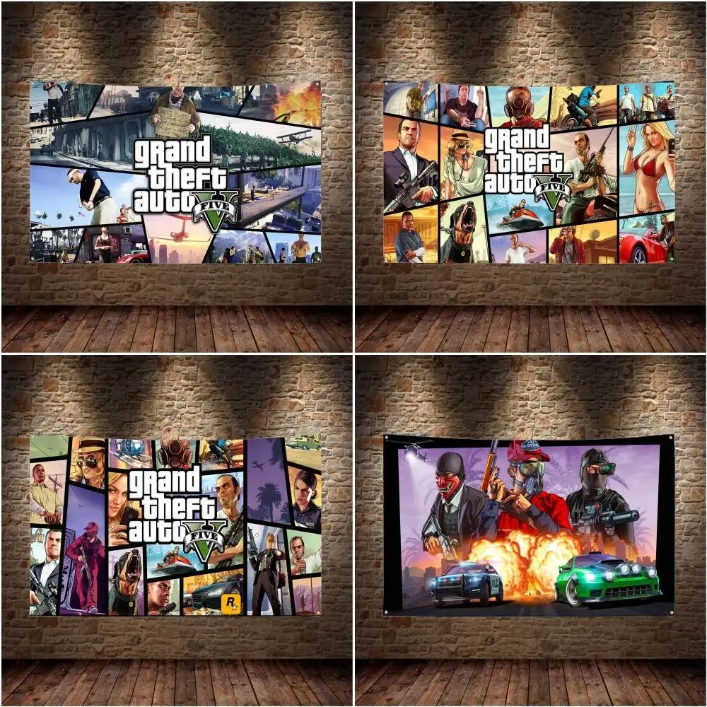 GTA 5 أعلام ديكور المنزل المفروشات لافتات خلفية زينة الأطفال لافتات عطلة زينة الخلفيات