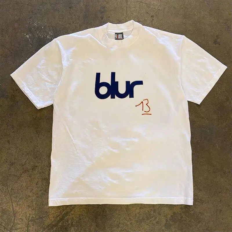 Blur 13 Camiseta de algodón para hombre con gráfico Vintage Streetwear Retro Casual Grunge Hip Hop