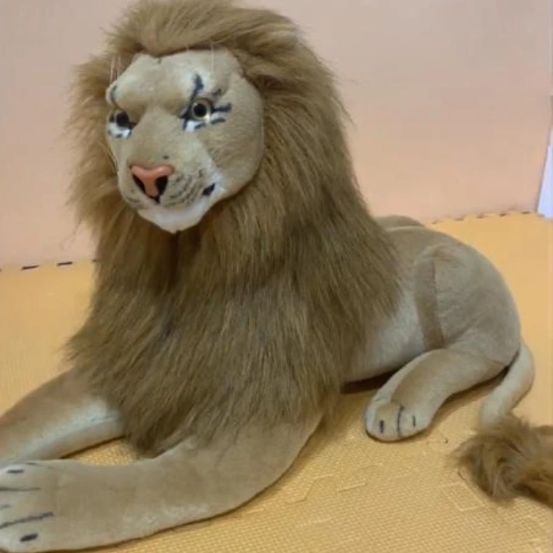 110cm Cool Lying Lion King Stuffed Plush Doll Throw Pillow Simulation Animals Model Home Decoration Birthday Gift Kids Toy