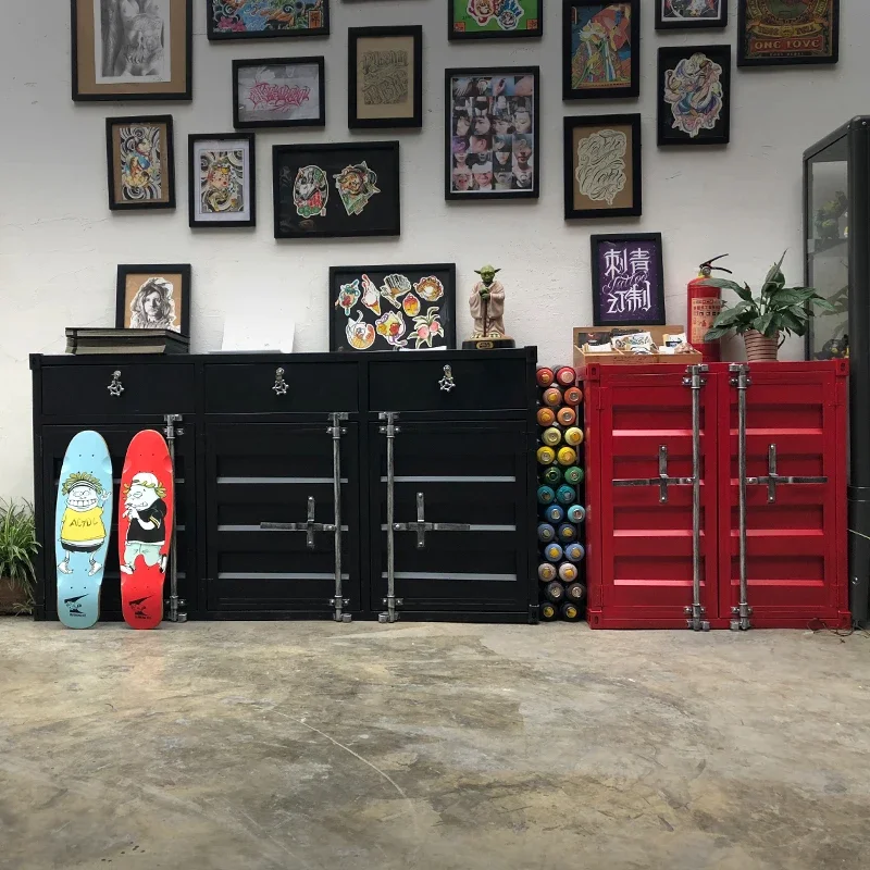 Industrial style container sideboard display storage ,restaurant bar storage , iron art tea and liquor