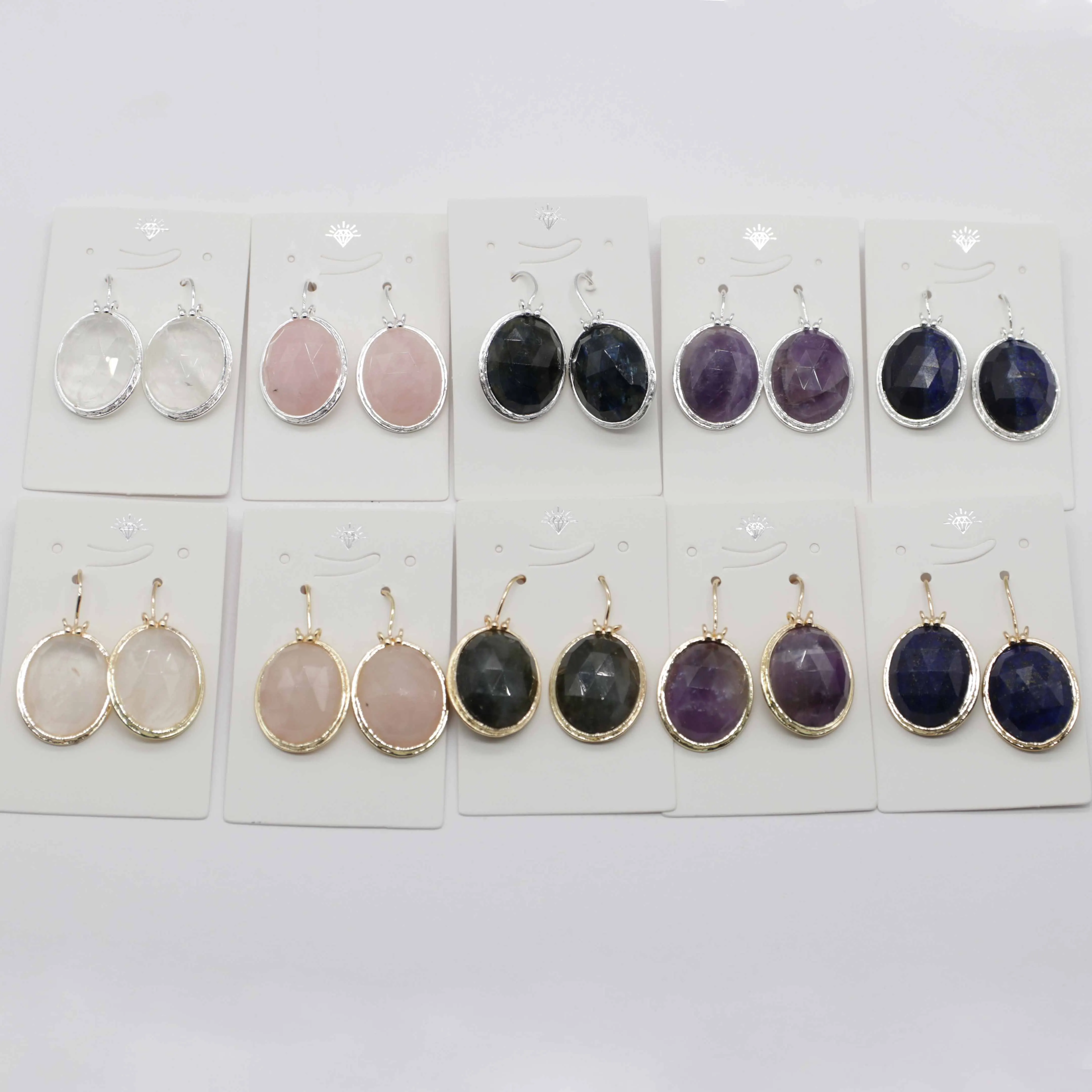 

Gains Fashion Faceted Gemstone Oval Hook Earring Jewelry Free Shipping