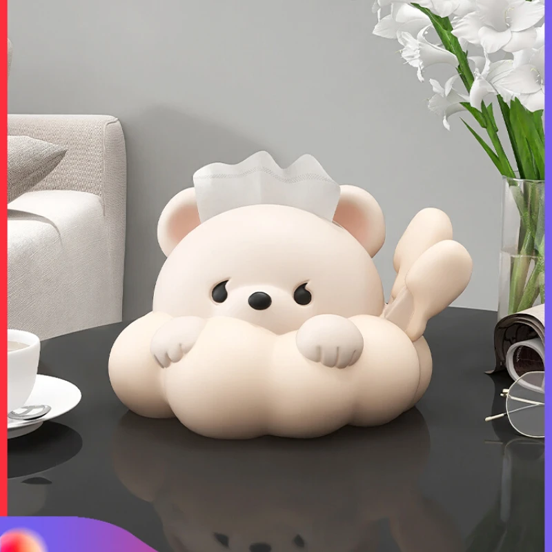 Cream Breeze Bear Tea Table, Paper Towel Box, Living Room Household Light Luxury, High Grade Paper Drawn Box