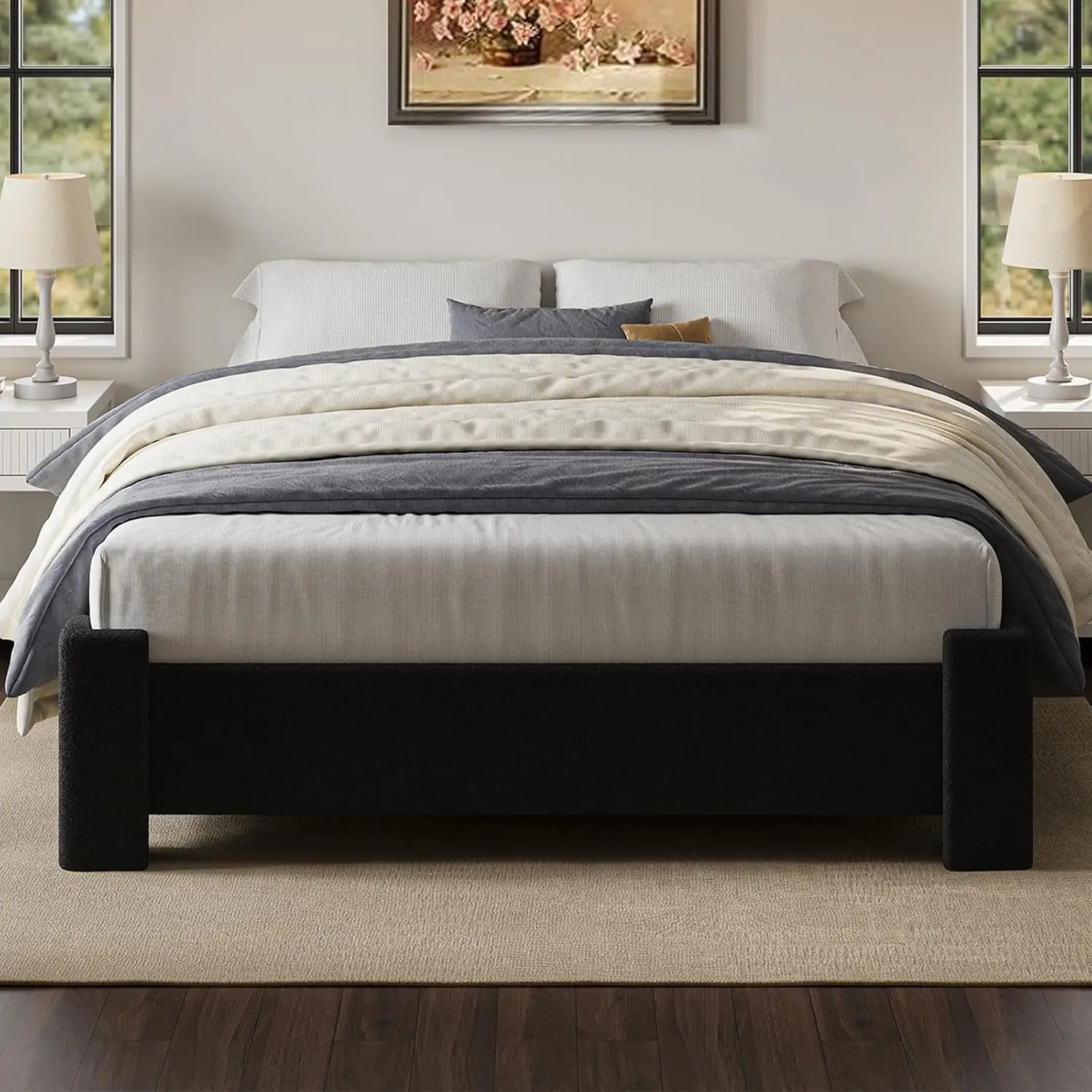 

Каркас кровати Queen-size Boucle Platform, усиленный, не требует пружинного блока, простая сборка, черный, на заказ