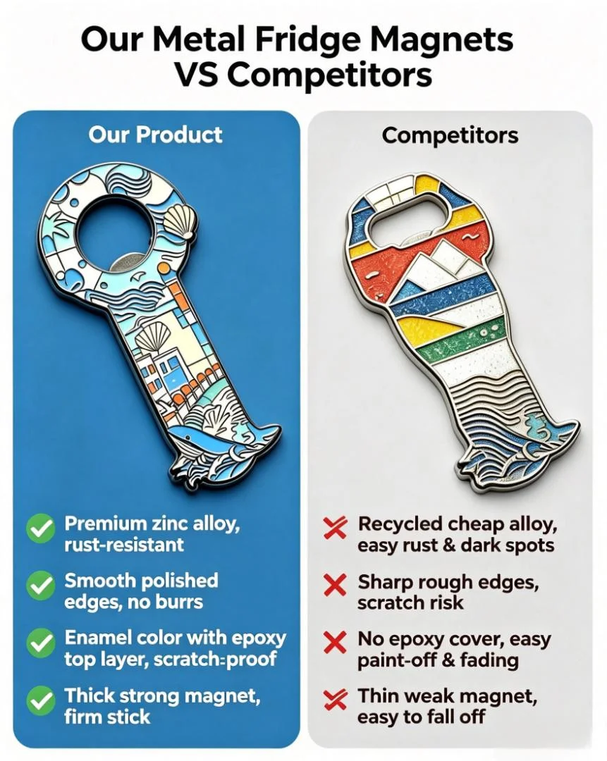 Custom Metal 3D Embossed Art Deco Design Waterproof & Eco-Friendly City Building Fridge Magnet Magnetic Beer Bottle Opener
