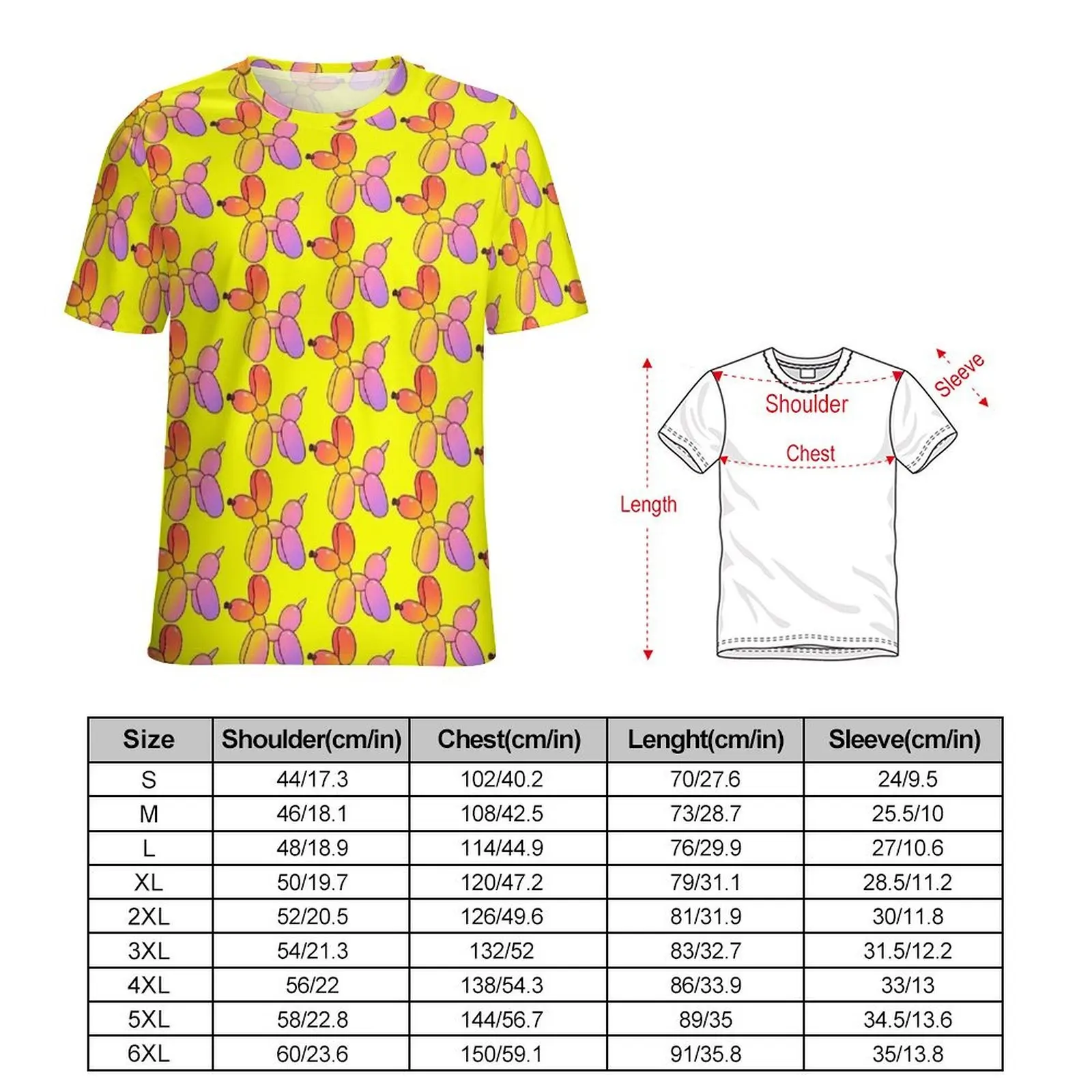 Men Gradient Balloon Dog Yellow Print T-Shirt  Popular T-Shirts Short Sleeve Design Tops Cheap Summer Awesome Oversized Clothing