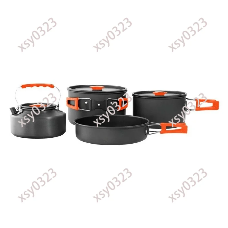Portable Foldable Aluminum Camping Cookware Set Outdoor Combined Cooking Pot Kit Lightweight Cooking Utensils for Camping
