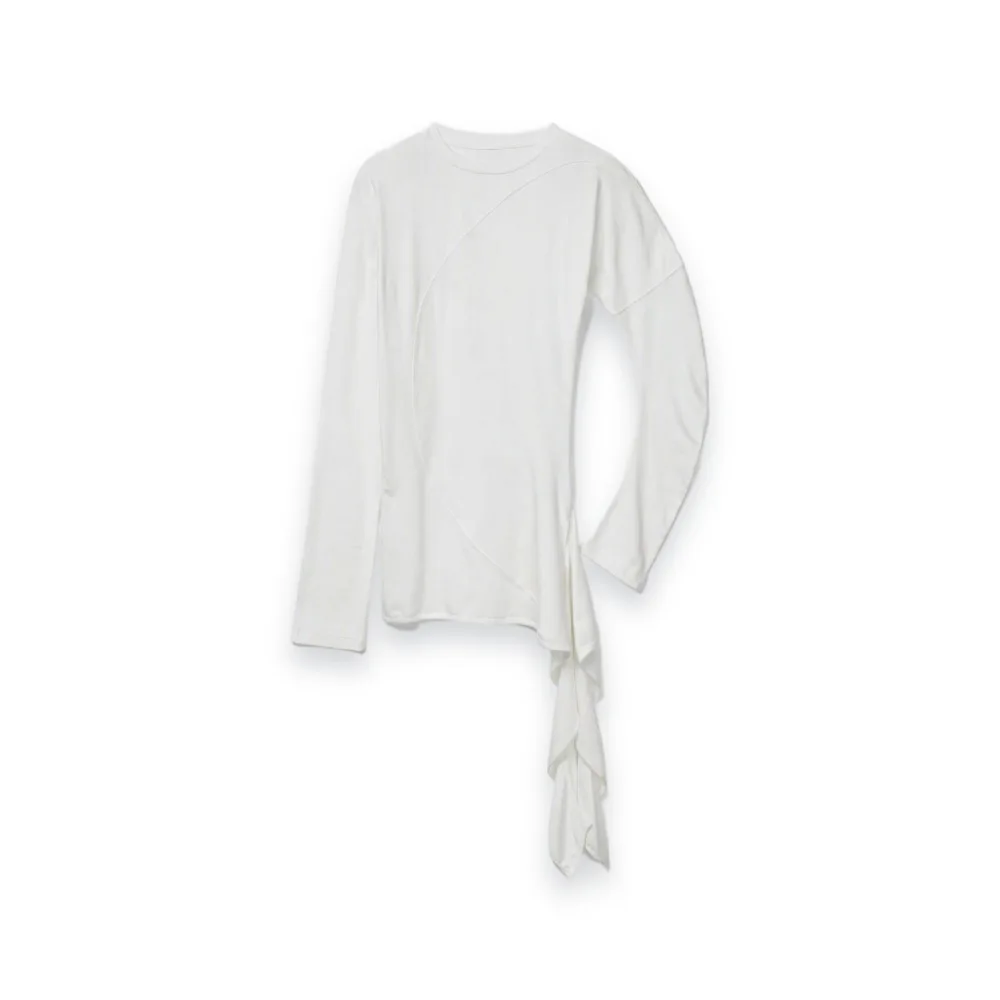 Women'S Long-Sleeve Base Layer With Asymmetric Lacing – Spring/Autumn 2026 New Slim-Fit Top / Statement T-Shirt