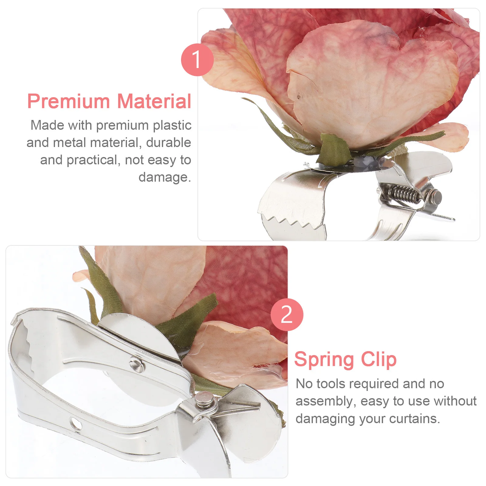 

2Pcs Curtain Flower Tieback Clips Buckle Decorative Holdbacks for Drapery Floral Curtain Clip Binding Clamp Accessory