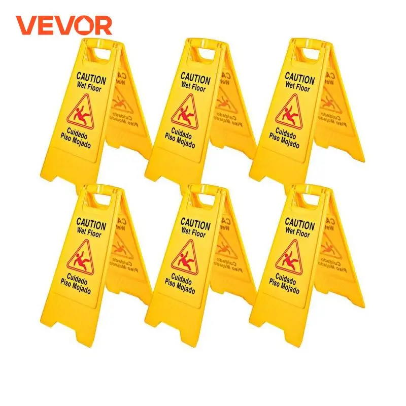 BestEquip 6/12/16 Pack Caution Wet Floor Signs 25 inch Double Sided Caution Sign Bilingual Fold-Out Wet Floor Signs for Restroom