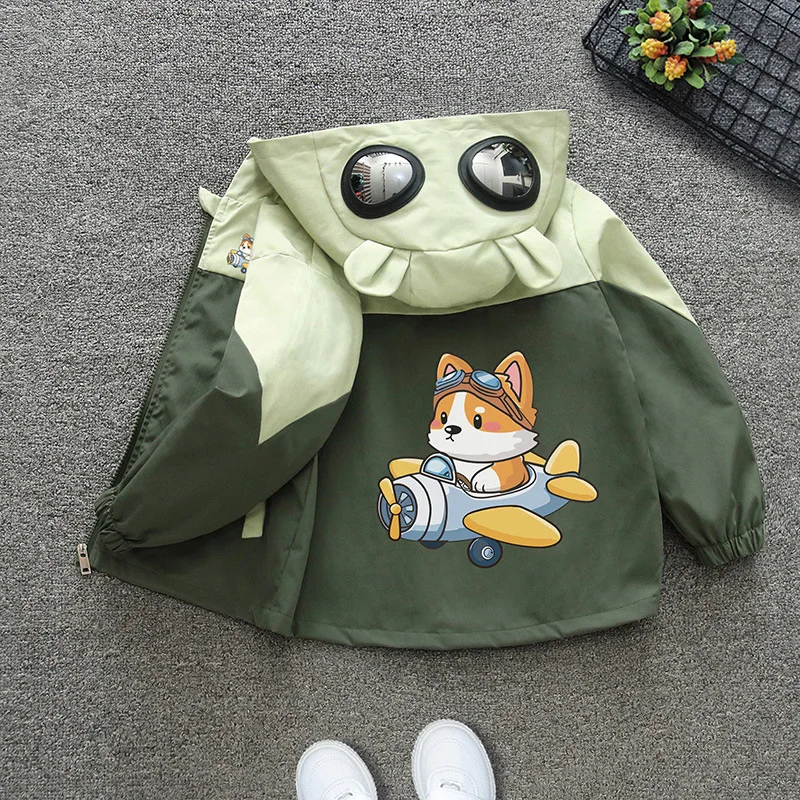 New Spring And Autumn Boys Jackets Cartoon Dog Hooded Zipper Fashion Windbreaker Coats For 3-8 Years Kids Clothes Birthday Gifts