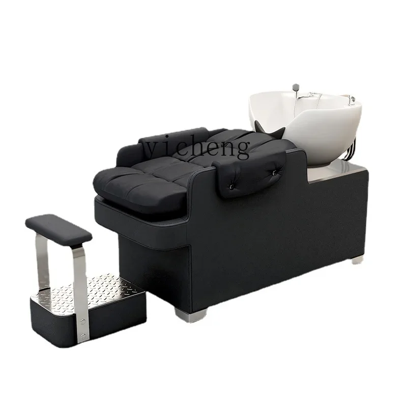 YY Barber Shop Lying Half High-End Shampoo Chair Hair Salon for Hair Salon Ceramic Flushing Bed