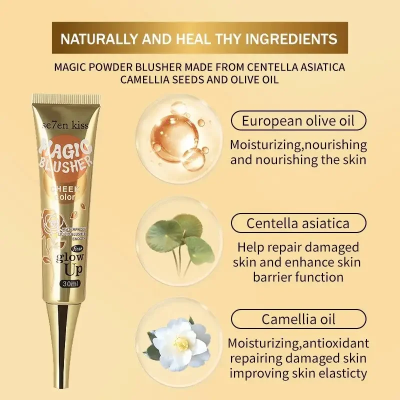 أحمر خدود متغير الألوان، كريم أحمر خدود سائل مقاوم للماء، مكياج ناعم للوجه، مستحضرات تجميل تدوم طويلاً #5