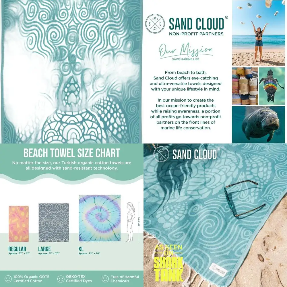 

Organic Cotton Turkish Beach Towel - Sand Resistant, Quick Dry, Ideal for Outdoors & Bath - Shark Tank Featured - Marine Swirl T