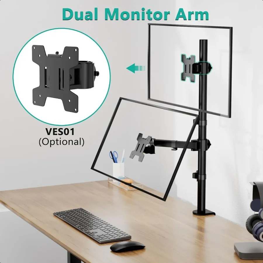 Monitor Arm Mount for Desk Single Extra Tall Computer Desk Mount Monitor Bracket Mount Stand Single up to 32 inch 22 lbs M001XL