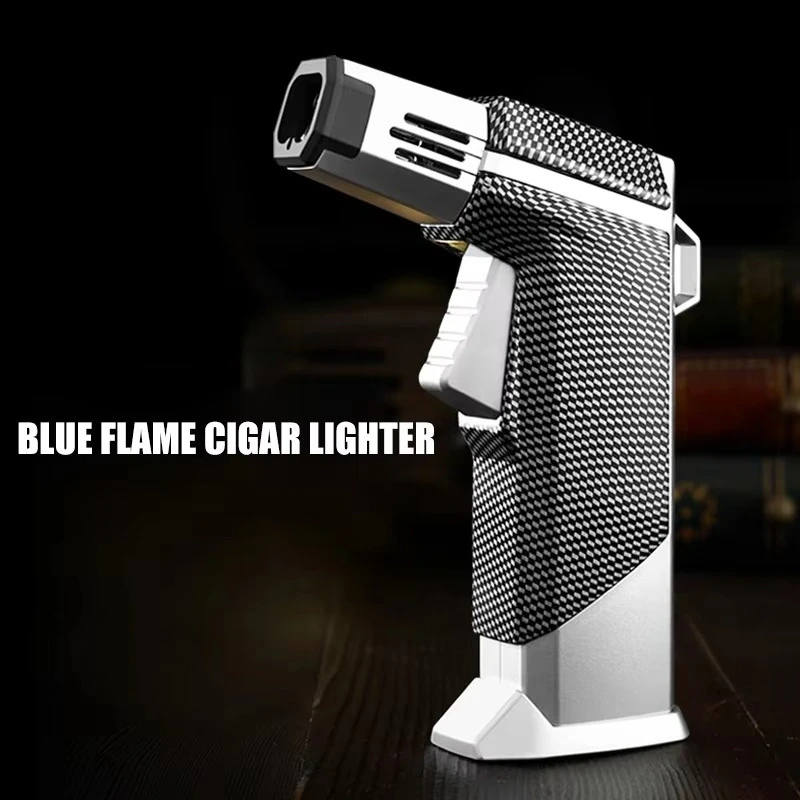 New Four Direct Charging Inflatable Lighter with Lock Fire Continuous Ignition Baking Barbecue Kitchen Igniter Portable Home Use