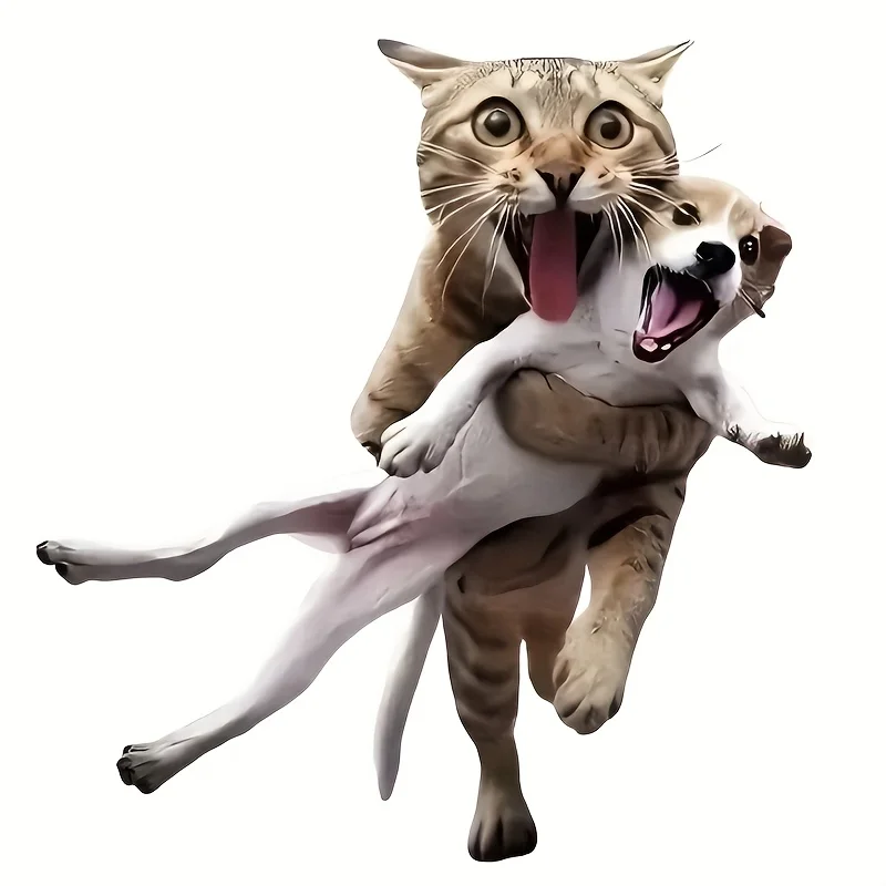 

Escape Cat & Dog Vinyl Sticker, Playful Removable Decal for Cars, Laptops, Bottles & Walls